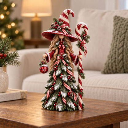 Whimsical Christmas Witch Resin Figurine Collection