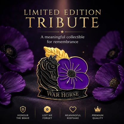 🎁 2027 Fellime®Limited Edition War Horse Purple Poppy 111th Anniversary Remembrance Brooch