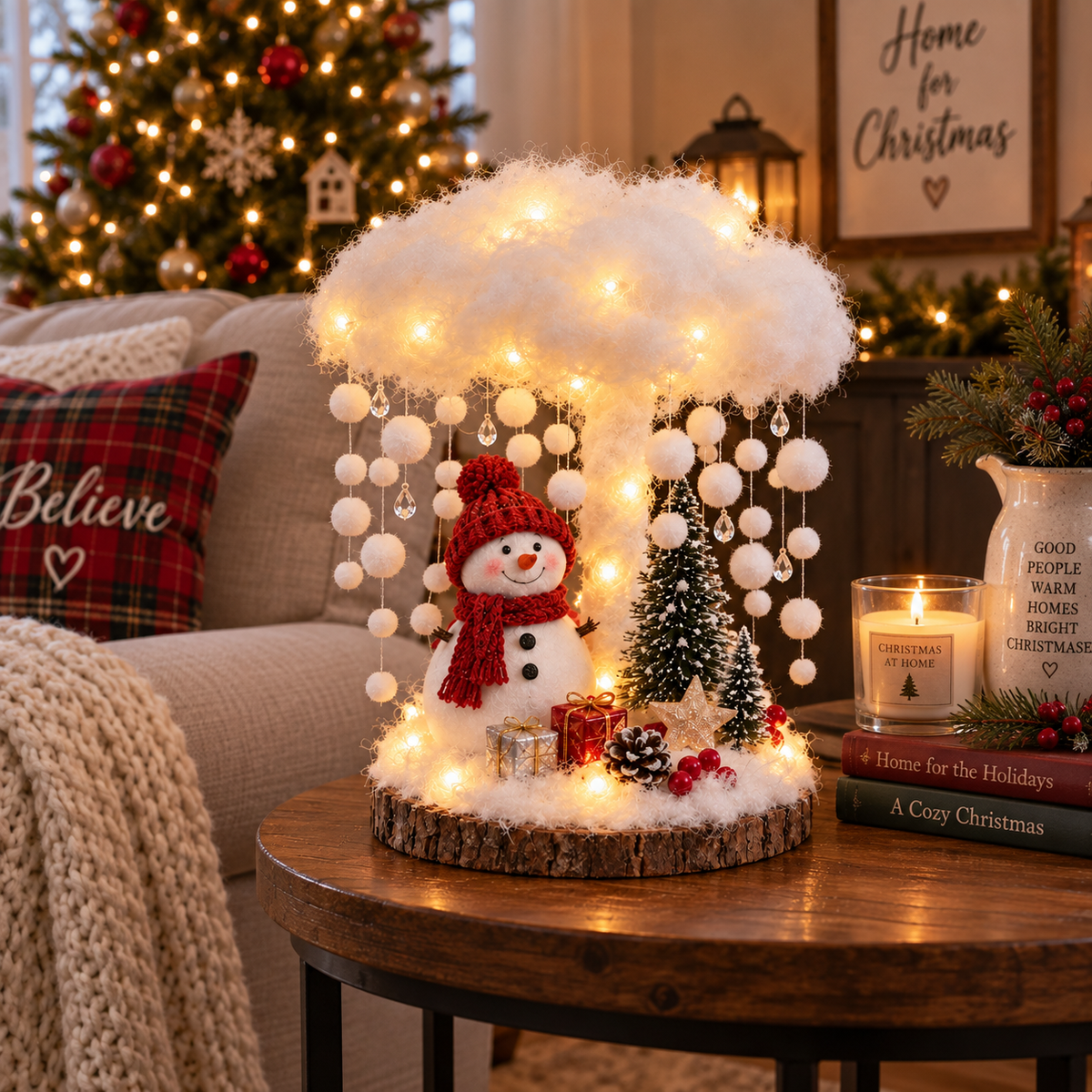 Glowing Winter Cloud Christmas Tabletop Decor
