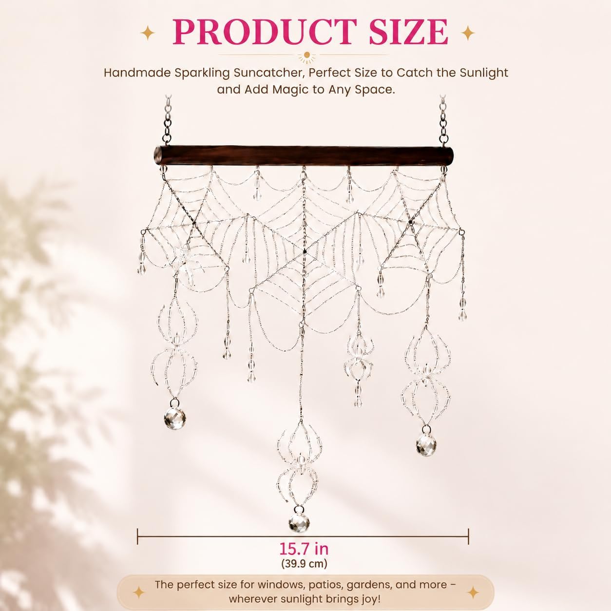 🕷️ Handmade 3D Crystal Spiderweb Suncatcher | Ready-to-Hang Window Decor