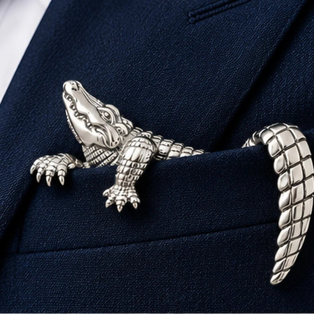 Silver alligator sculptural detail