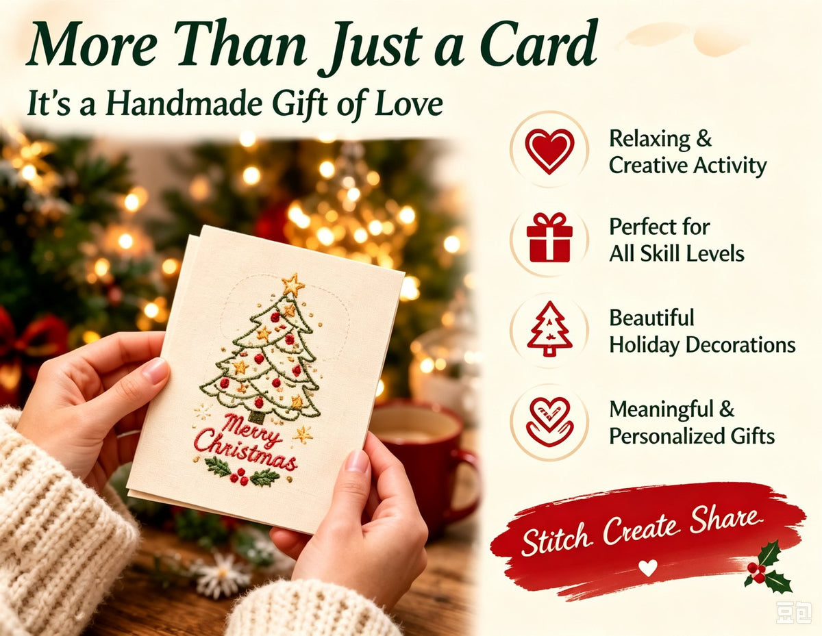 🌲 Christmas Hand Embroidery Card DIY Kit | Stitch Your Way Into the Christmas Spirit ✨ 🎁