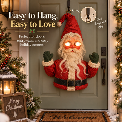 🎅👁️Santa After Dark – Vintage Glowing-Eye Door Guardian