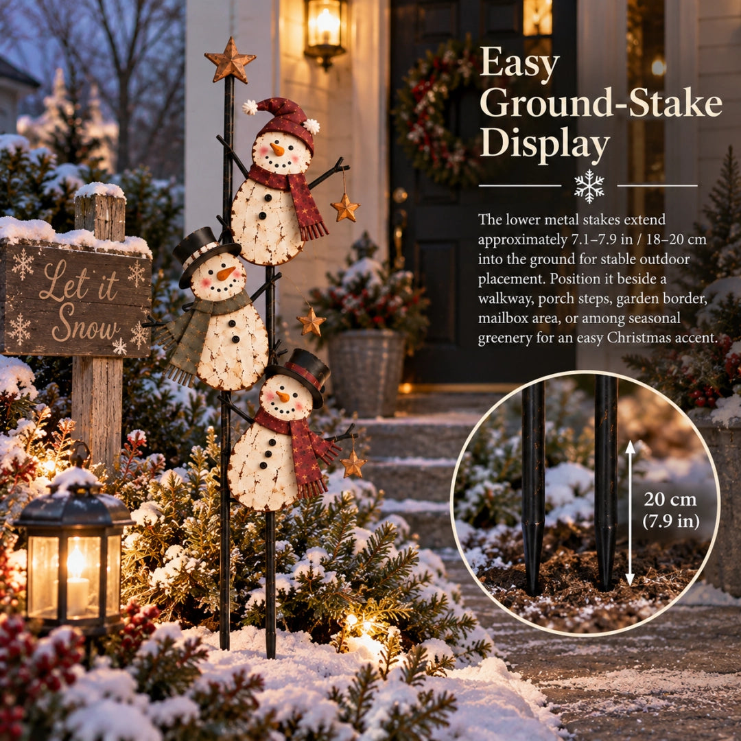 Vintage Climbing Snowman Garden Stake