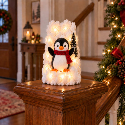 Penguin Christmas Stair Snow Decor