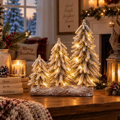 Lighted Snowy Woodland Tabletop Christmas Tree Forest