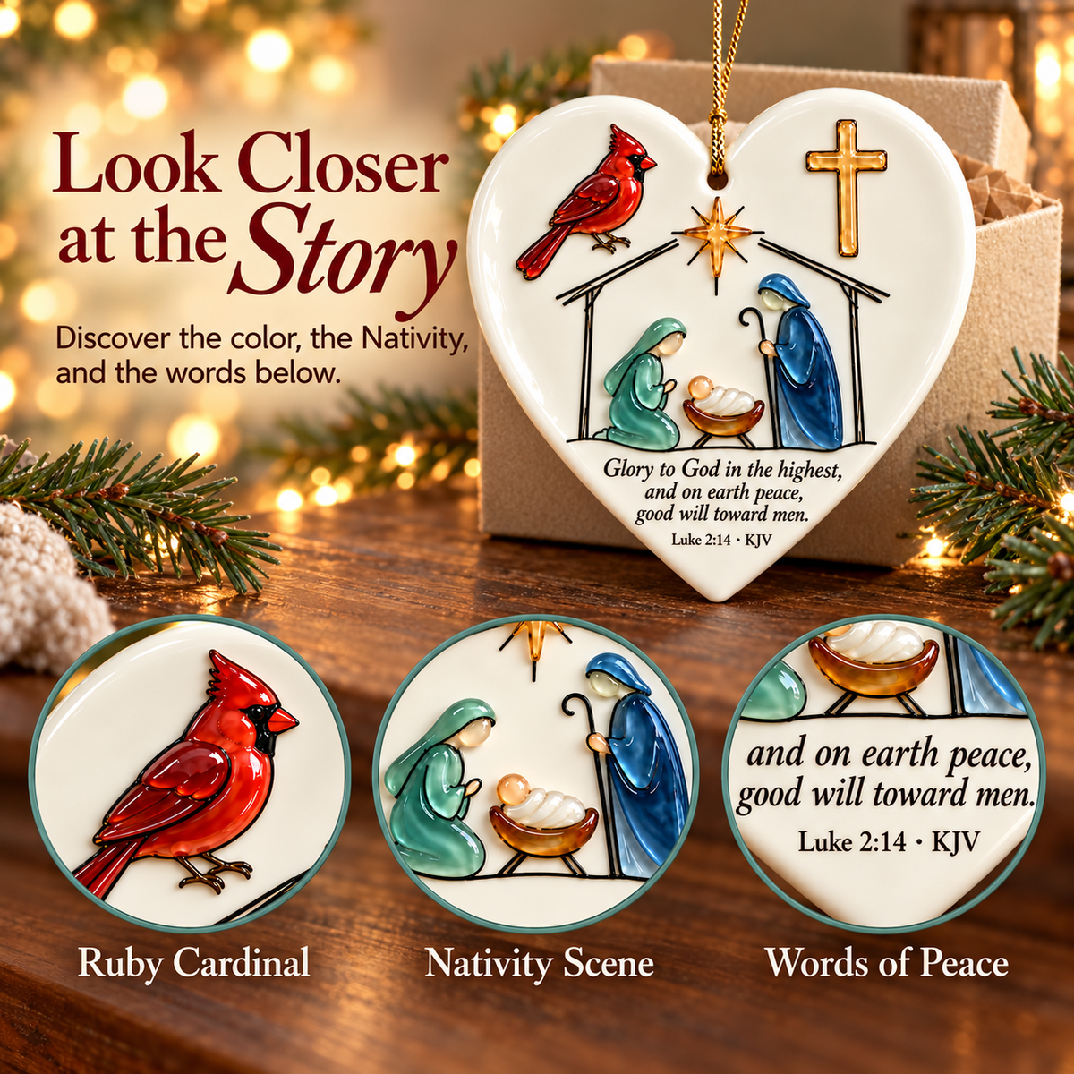 🤍✨ Sacred Stories™ Sea Glass Relief Bible Verse Heart Ornament ✝️