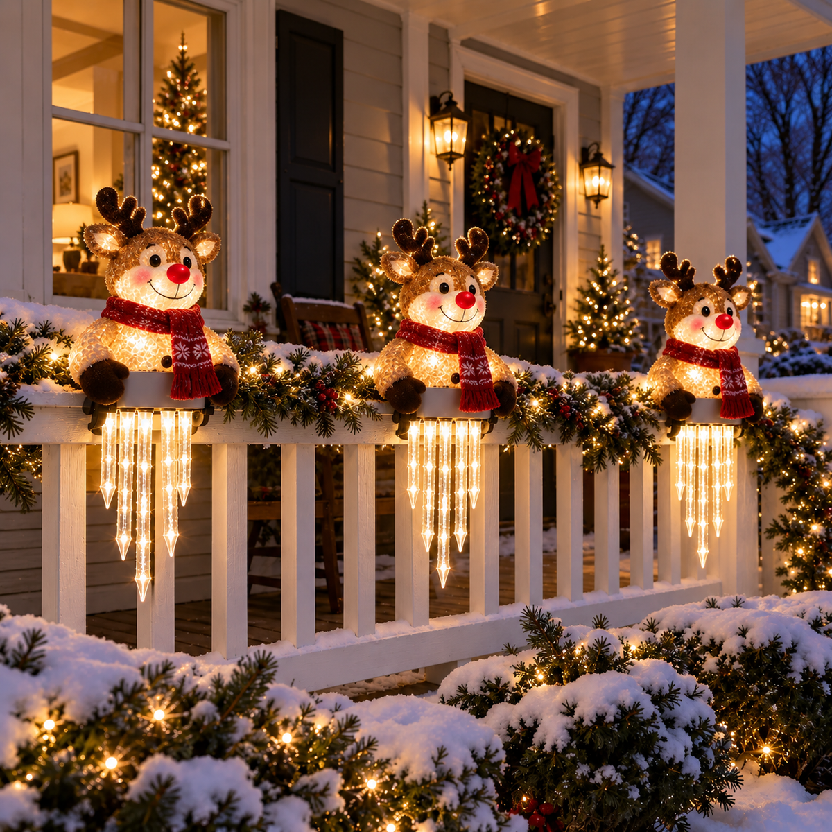 2027 Nestmiro® Christmas Glow Friends Icicle Railing Lights