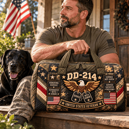 us100% Handmade DD-214 Veteran Honor Quilted Duffel Bag(𝐌𝐢𝐜𝐡𝐚𝐞𝐥 𝐇𝐚𝐫𝐫𝐢𝐬 𝐇𝐚𝐧𝐝𝐦𝐚𝐝𝐞®)