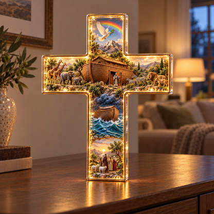 ✝️Noah’s Ark Lighted Story Cross – A Beautiful Reminder of Faith & Hope