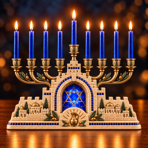 🕎Jerusalem Light Hanukkah Menorah