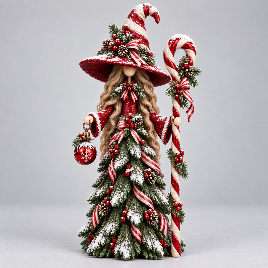 Candy Cane Keeper red and white Christmas witch