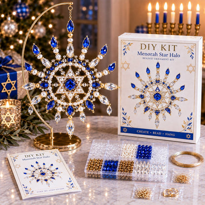 🧘Relaxing & Beginner-Friendly —💙Hanukkah Crystal Beaded Ornament DIY Kit✨