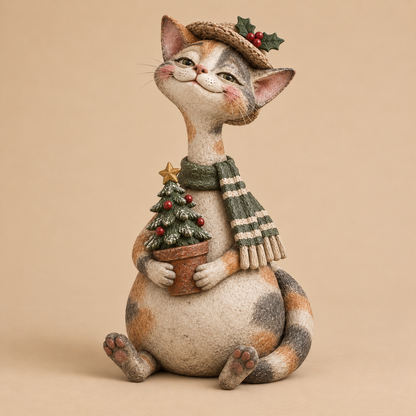 🐱The Christmas Cat Society™ – Whimsical Hand-Painted Holiday Cat Figurine Collection
