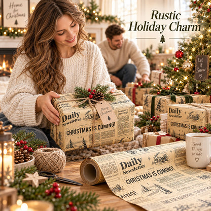 🔥😍Retro Christmas Newsprint Paper Roll📰🎁