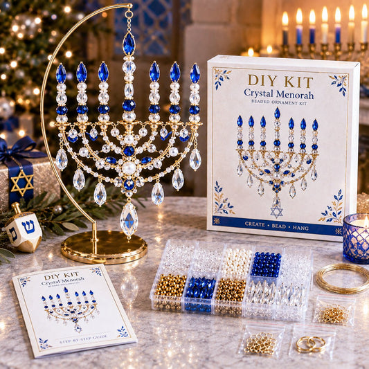 🧘Relaxing & Beginner-Friendly —💙Hanukkah Crystal Beaded Ornament DIY Kit✨