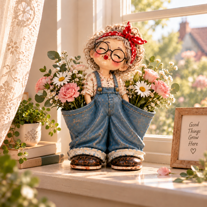 Little Miss Pockets™ – Cute Vintage Girl Organizer with Denim Storage Pockets
