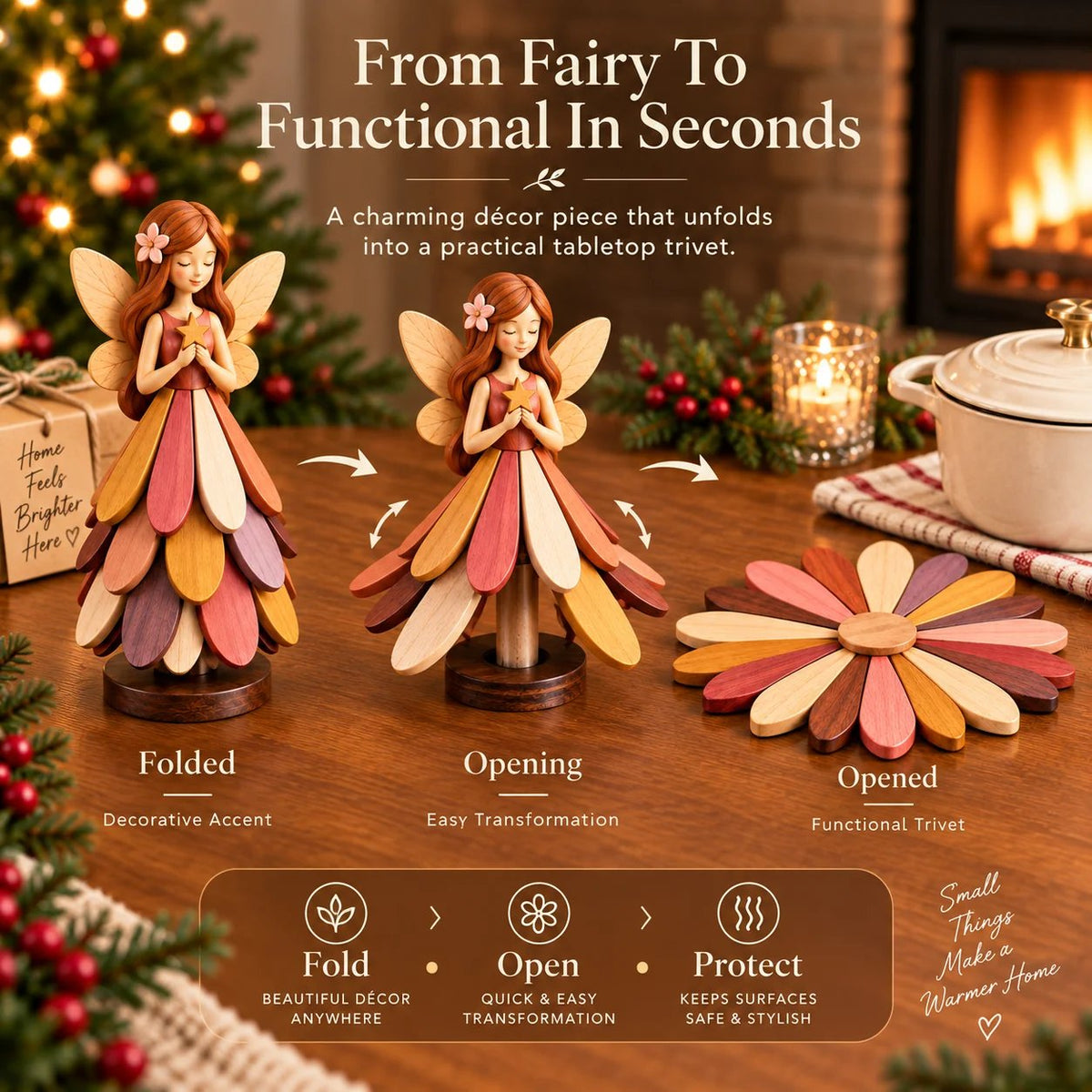 Fairy trivet folded opening and fully opened