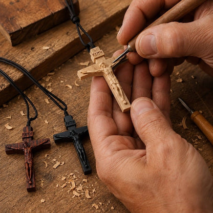 ✝️100% Handmade Wooden Jesus Cross Necklace(𝐃𝐚𝐧𝐢𝐞𝐥 𝐁𝐫𝐨𝐨𝐤𝐬 𝐇𝐚𝐧𝐝𝐦𝐚𝐝𝐞®)