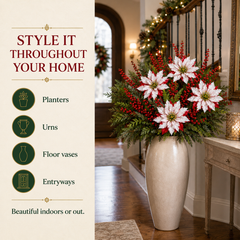 🌺Christmas Poinsettia Planter Inserts-☀️Won’t Fade In Sunlight💧Zero Watering Ever Needed🌸Looks Real Up Close