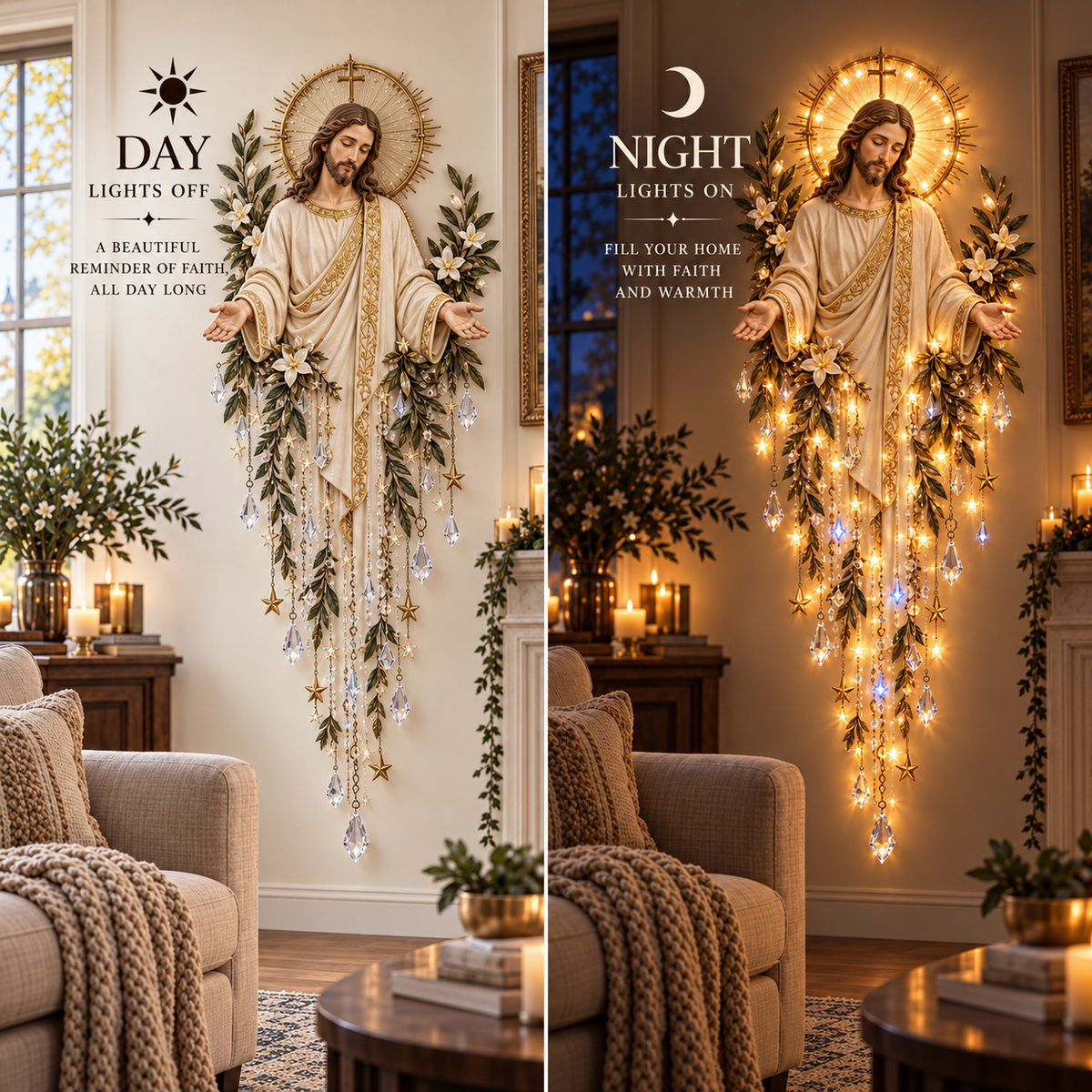 🔥Last Day 49% Off✝️Jesus, Angel & Nativity Lighted Wall Light Décor