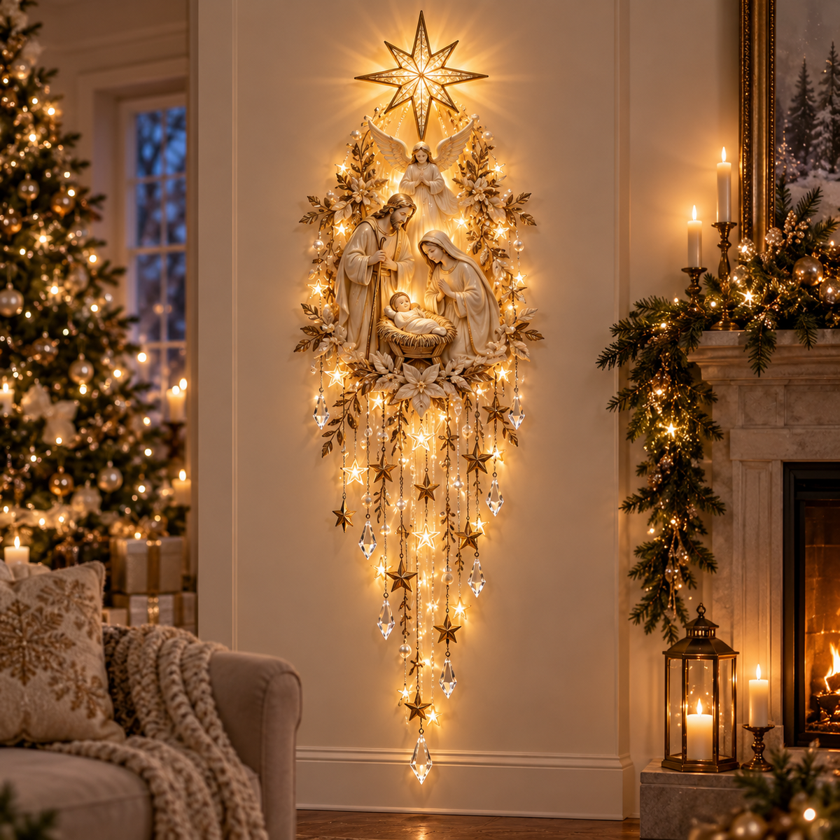 🔥Last Day 49% Off✝️Jesus, Angel & Nativity Lighted Wall Light Décor