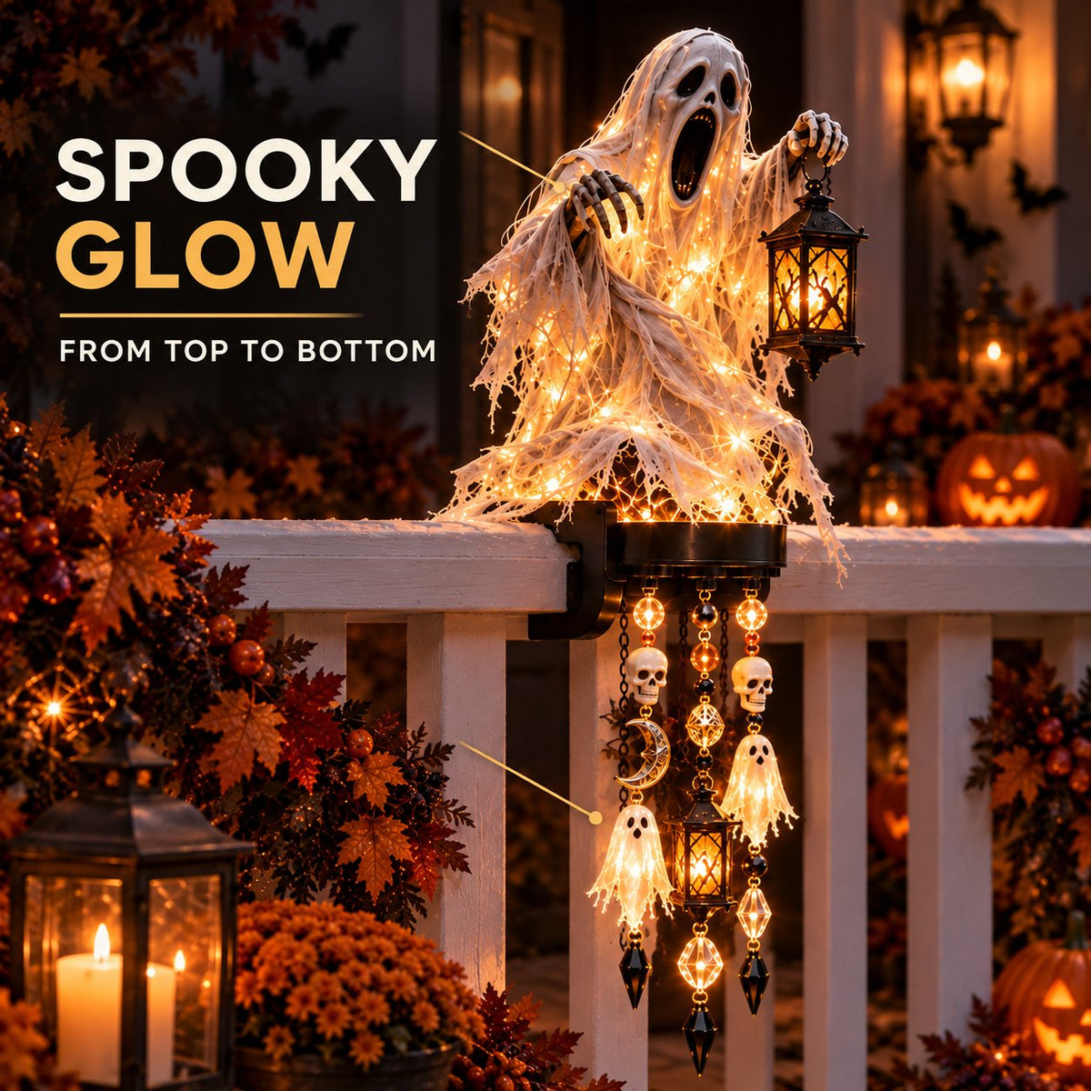 🎃 Halloween Character Glow Cascade Railing Lights-✅Easy to assemble ✅Sturdiness ✅Craftsmanship