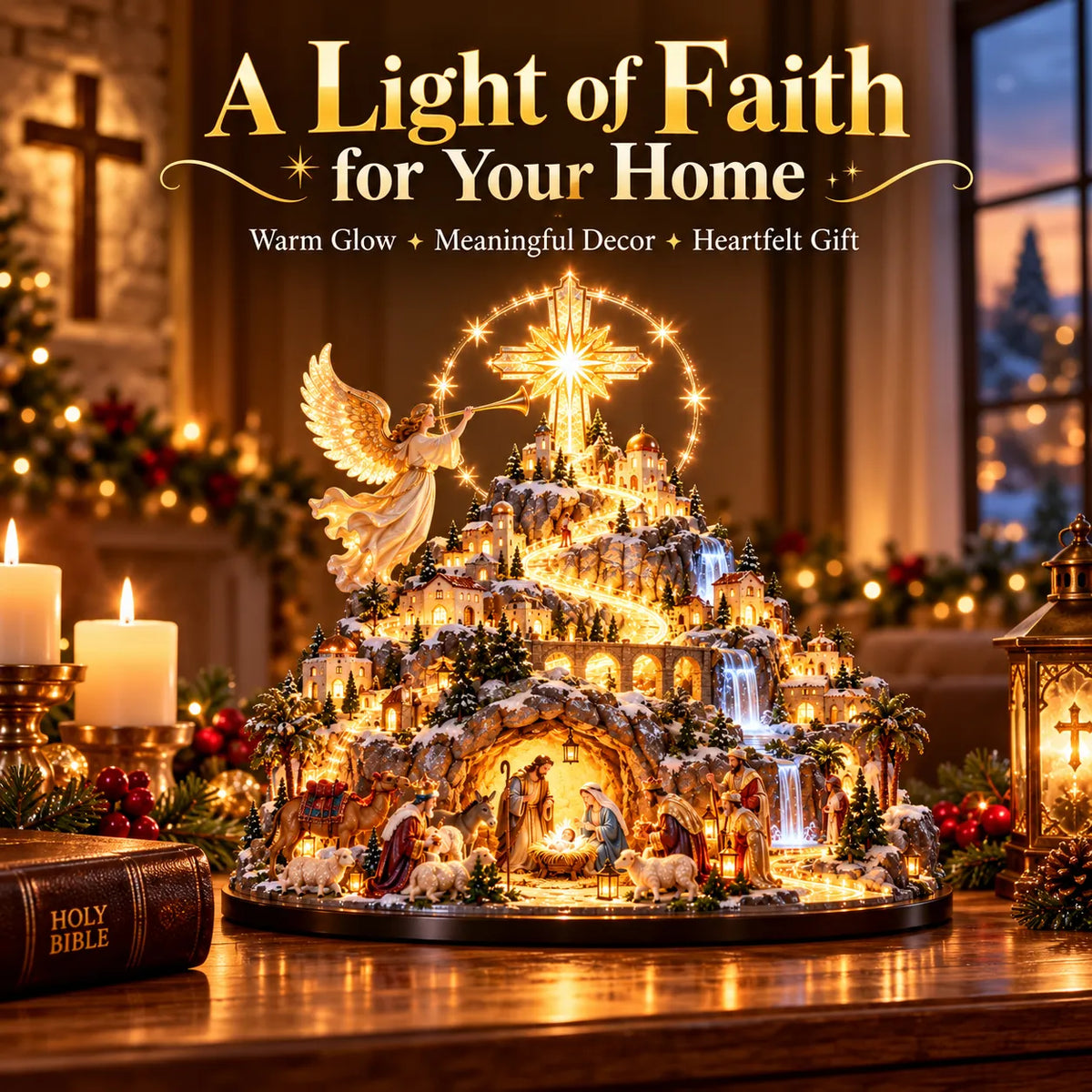 Bethlehem Mountain Glow™ | Illuminated Nativity Christmas Village