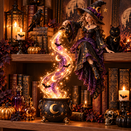 🔥😍Spooky Cascade Shelf Light – Halloween Bookcase Accent