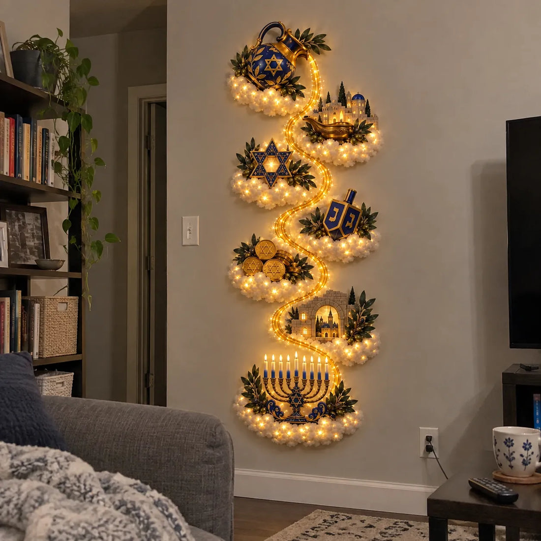 Glowing Hanukkah wall decor customer home
