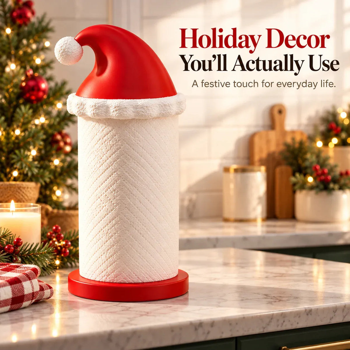 🎅 Santa Hat Paper Towel Holder