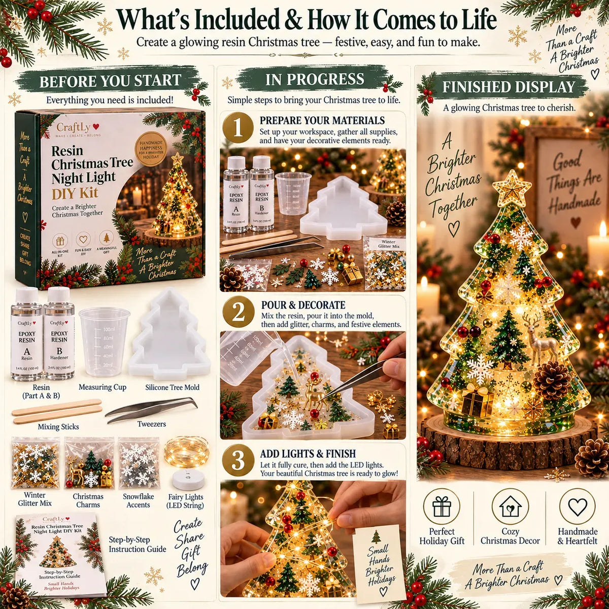 🎄DIY Christmas Tree Night Light Kit — 💕 Step-by-Step Guide Included
