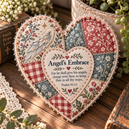 ❤️Patchwork Heart of Faith – Inspirational Scripture Keepsake