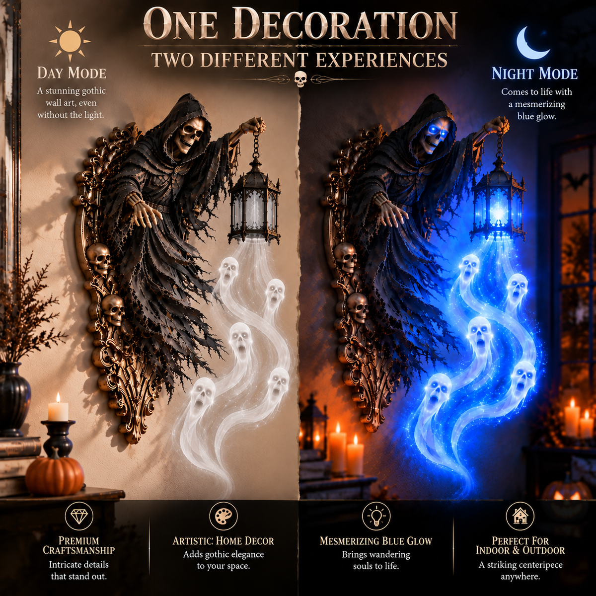 👻Soul Harvester Haunted Lantern Wall Decor-✅Easy to assemble ✅Sturdiness
