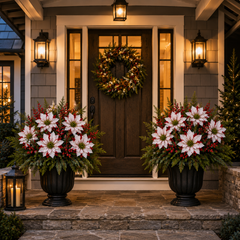 🌺Christmas Poinsettia Planter Inserts-☀️Won’t Fade In Sunlight💧Zero Watering Ever Needed🌸Looks Real Up Close