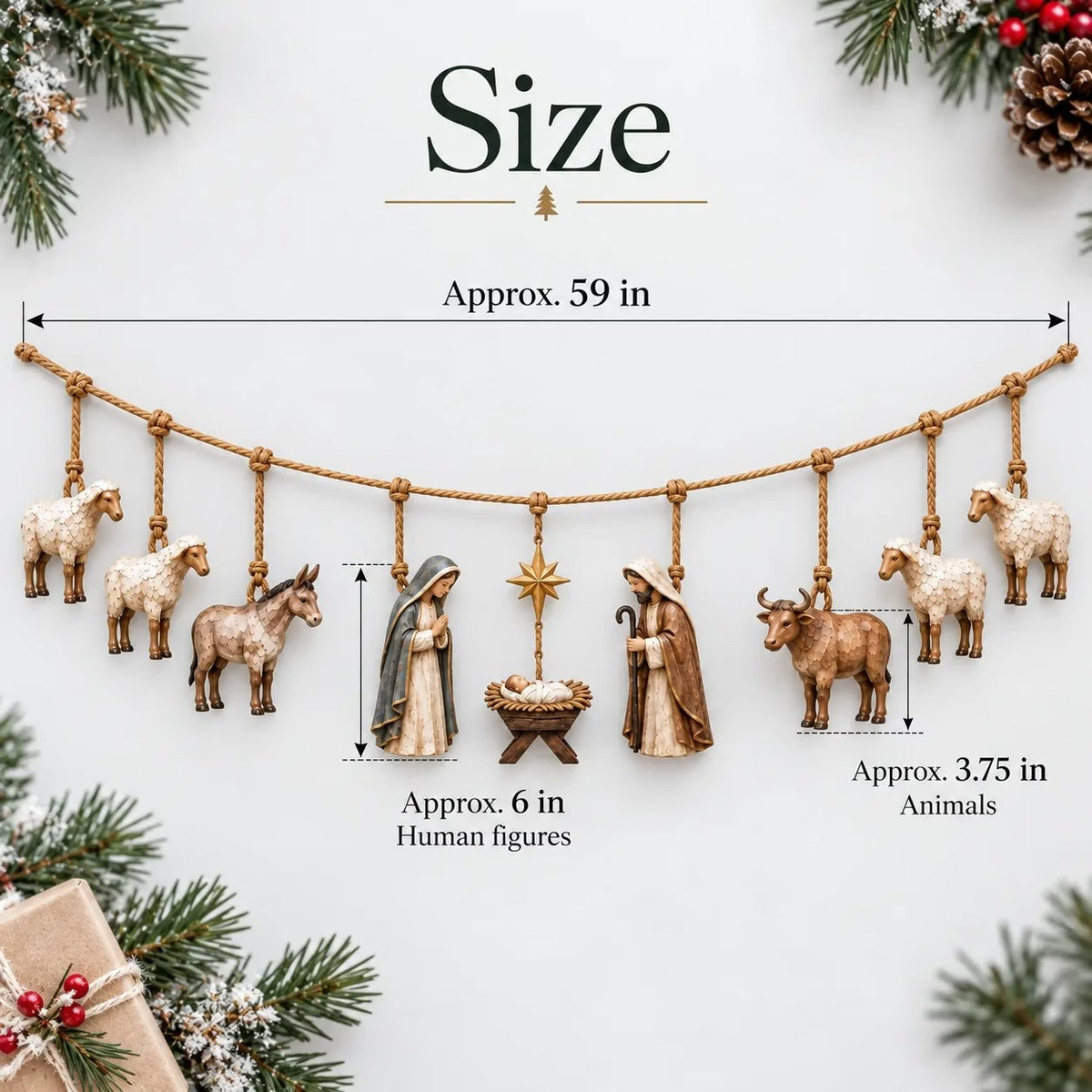 ✝️🎄Handcrafted Wooden Nativity Garland(📦Buy 2 Free Shipping)