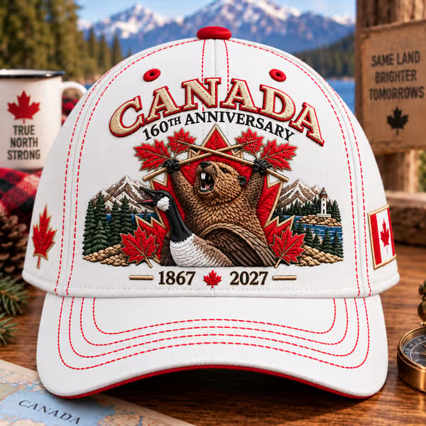 🔥😍Canada 160th Anniversary 1867–2027 – Heritage Embroidered Cap🍁