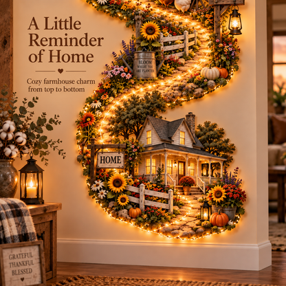🌻Country Road Home – Illuminated Farmhouse Wall Art