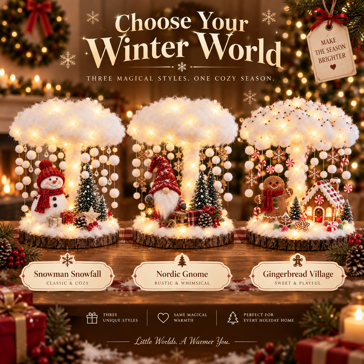 Glowing Winter Cloud Christmas Tabletop Decor