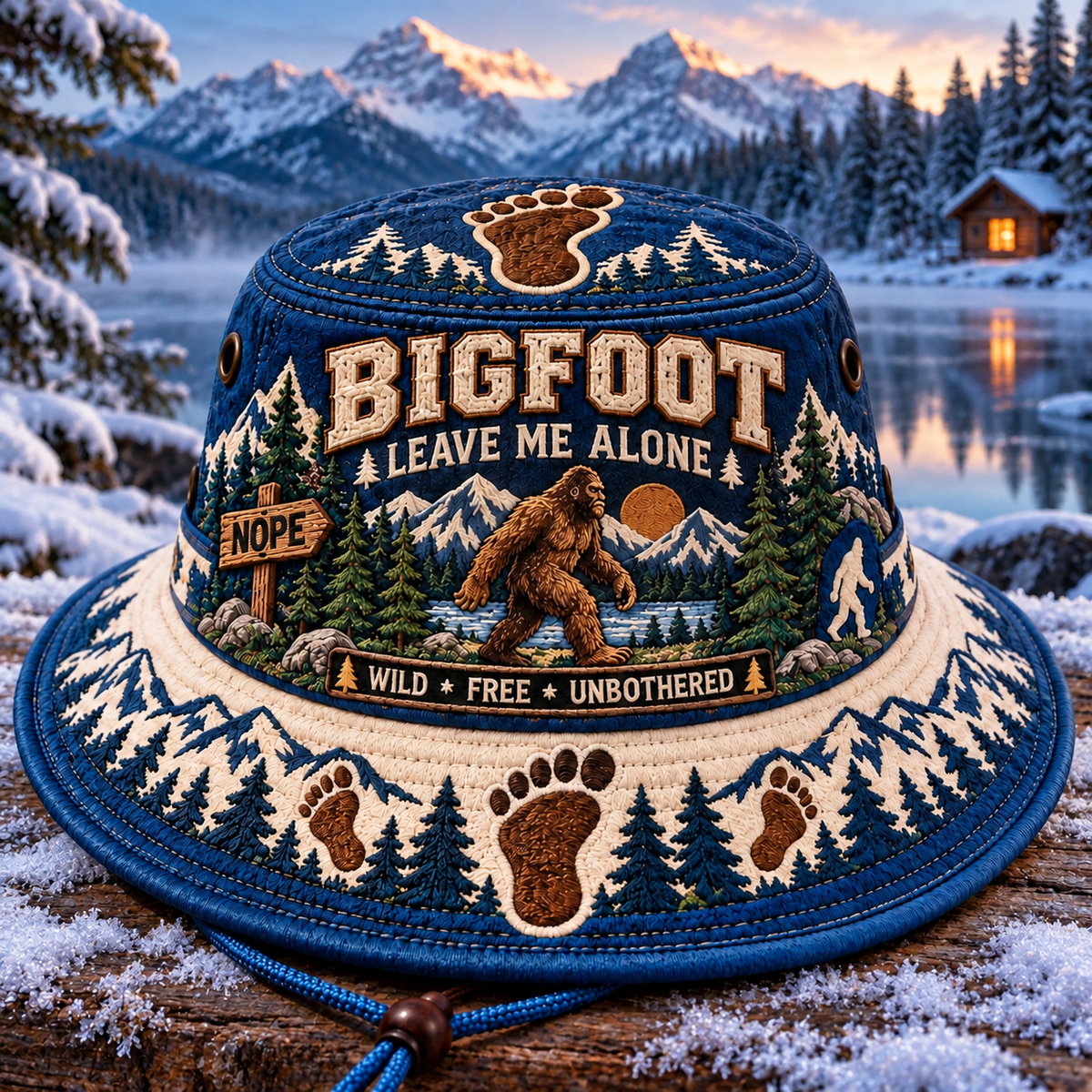 Blue Bigfoot embroidered boonie hat