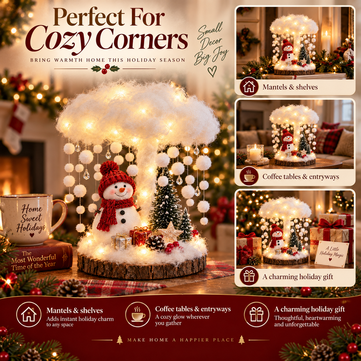 Glowing Winter Cloud Christmas Tabletop Decor