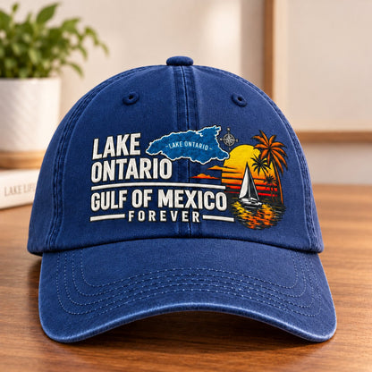 🔥LAST DAY 49% OFF - 🍁🌊Lake Ontario & Gulf Forever Vintage Embroidered Cap (🧢100% Cotton)