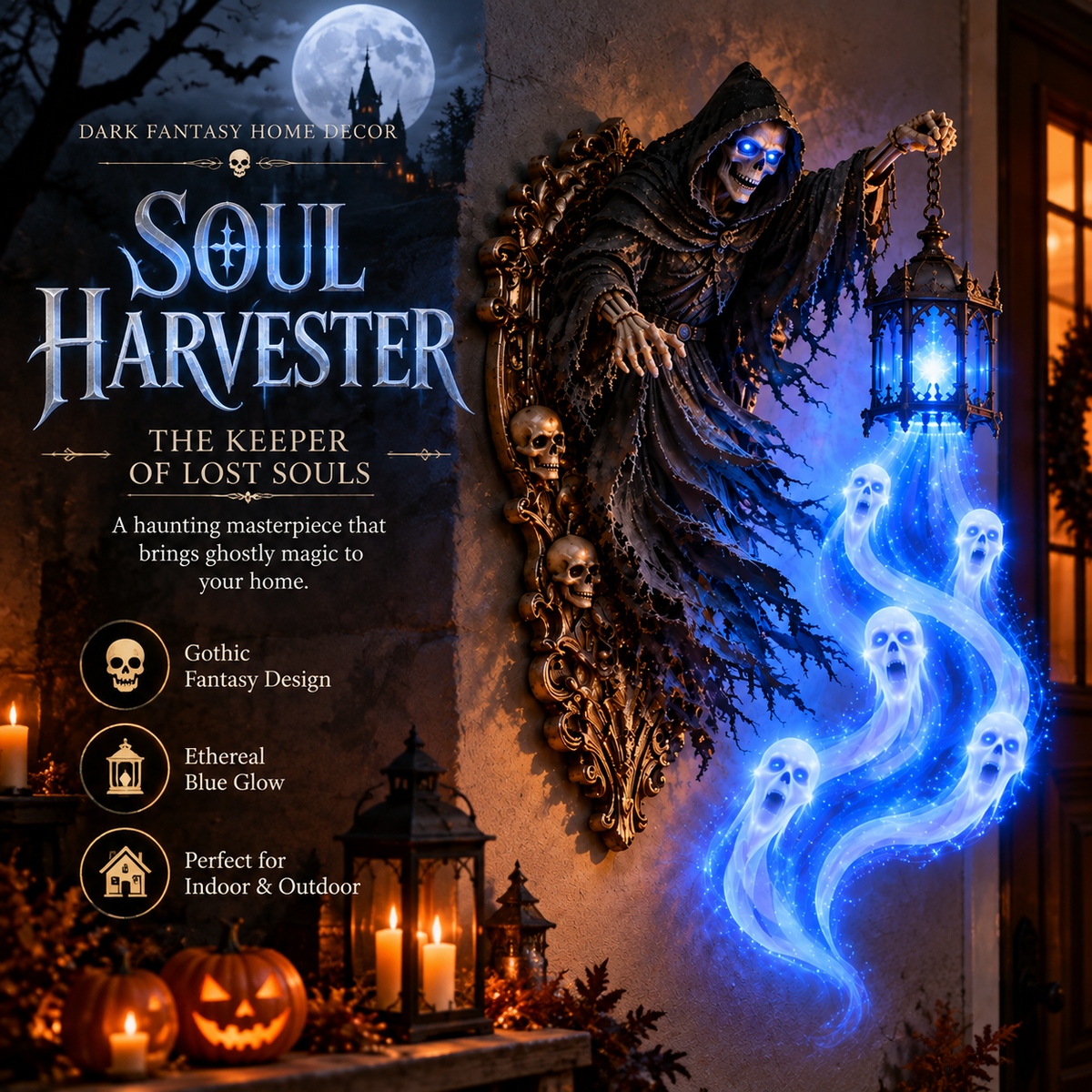 👻Soul Harvester Haunted Lantern Wall Decor-✅Easy to assemble ✅Sturdiness
