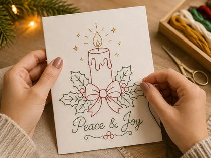 🌲 Christmas Hand Embroidery Card DIY Kit | Stitch Your Way Into the Christmas Spirit ✨ 🎁