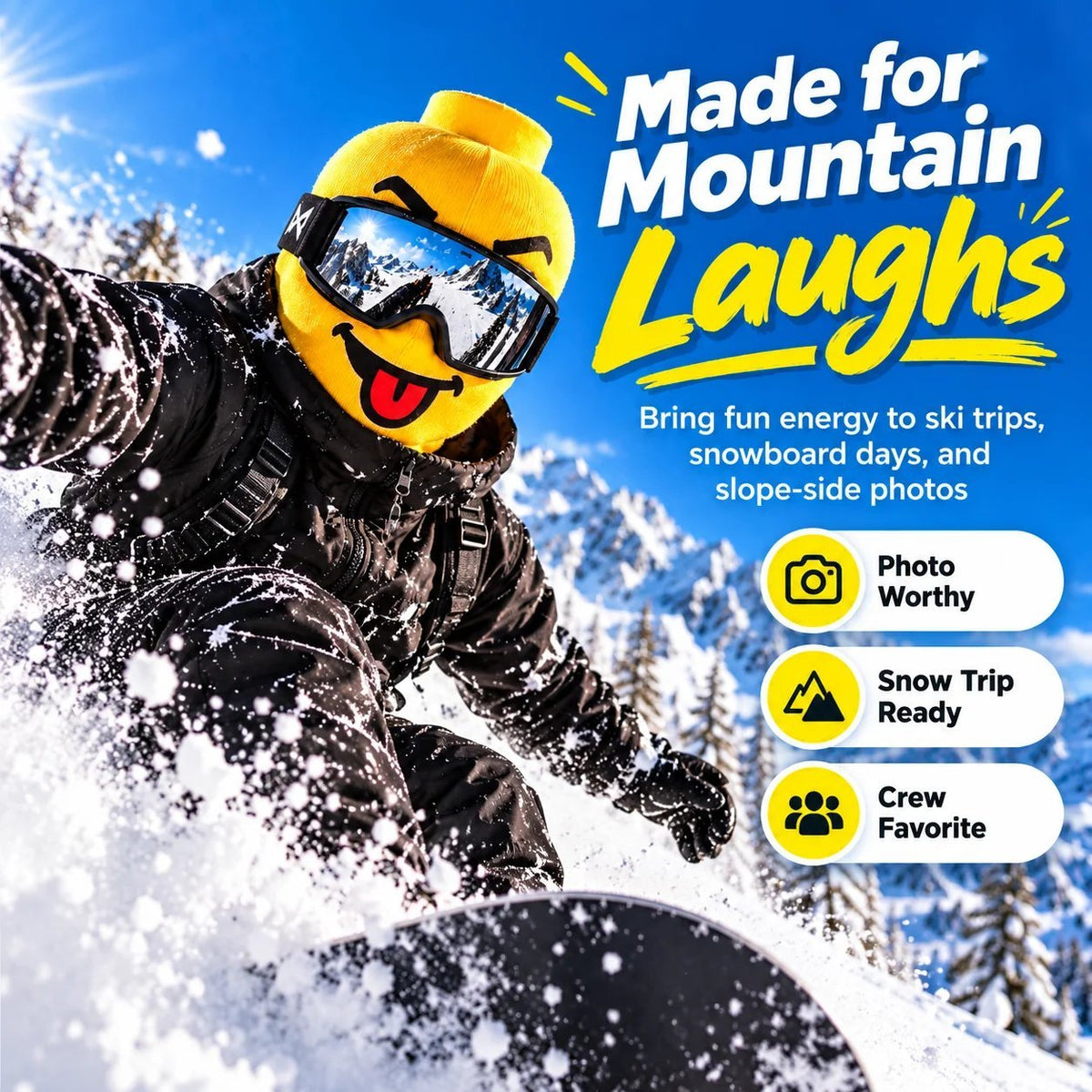 🔥🤣Yellow Blockhead Ski Mask – A Bold and Hilarious Look
