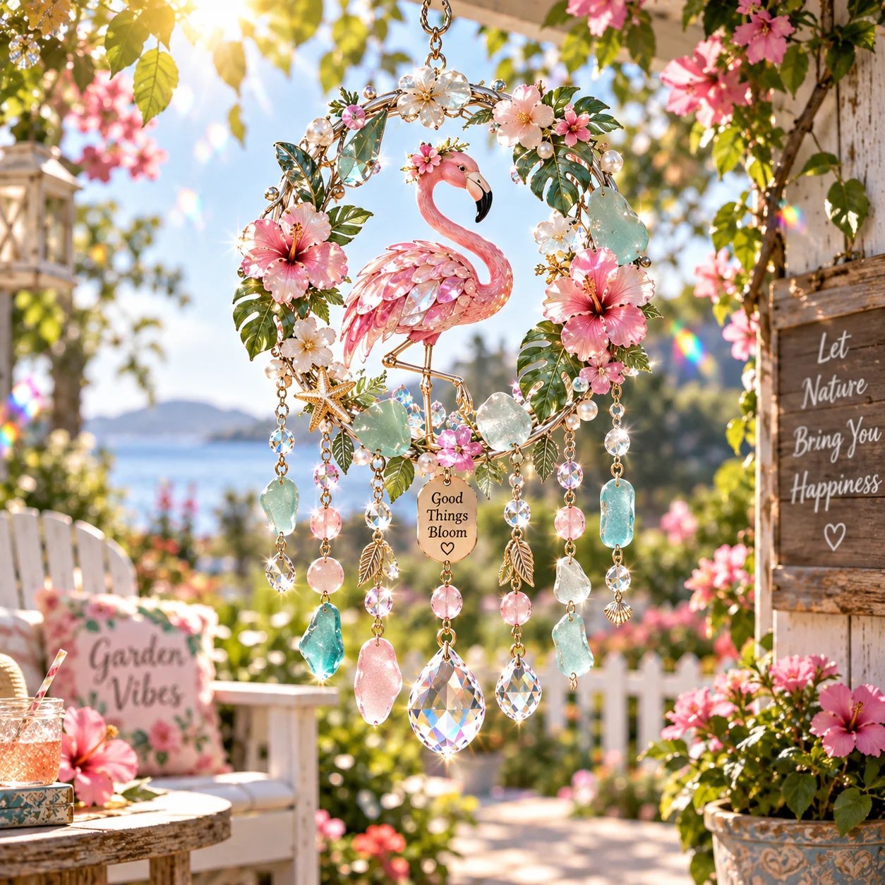 Colorful flamingo suncatcher