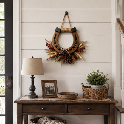 Good Luck Lives Here Horseshoe Wreath
