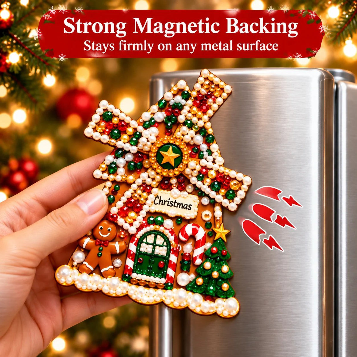 🔥DIY Pearl Art Christmas Windmill Fridge Magnet🌲