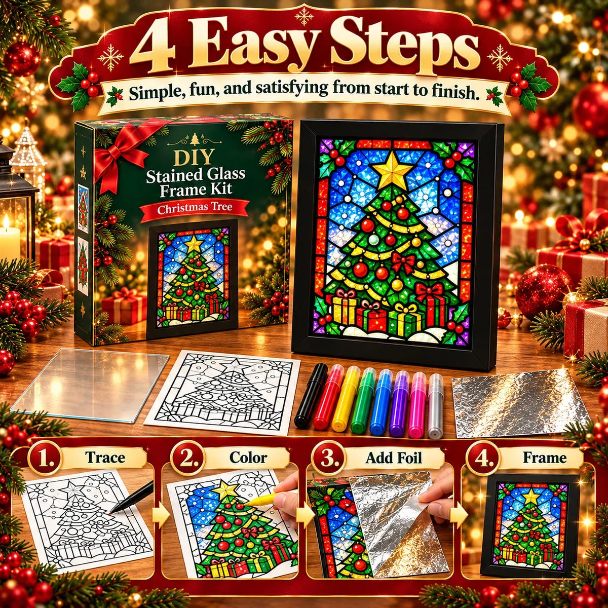 🔥😍Make Your Own Holiday Window Art | Festive DIY Frame Craft Kit