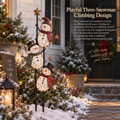 Vintage Climbing Snowman Garden Stake